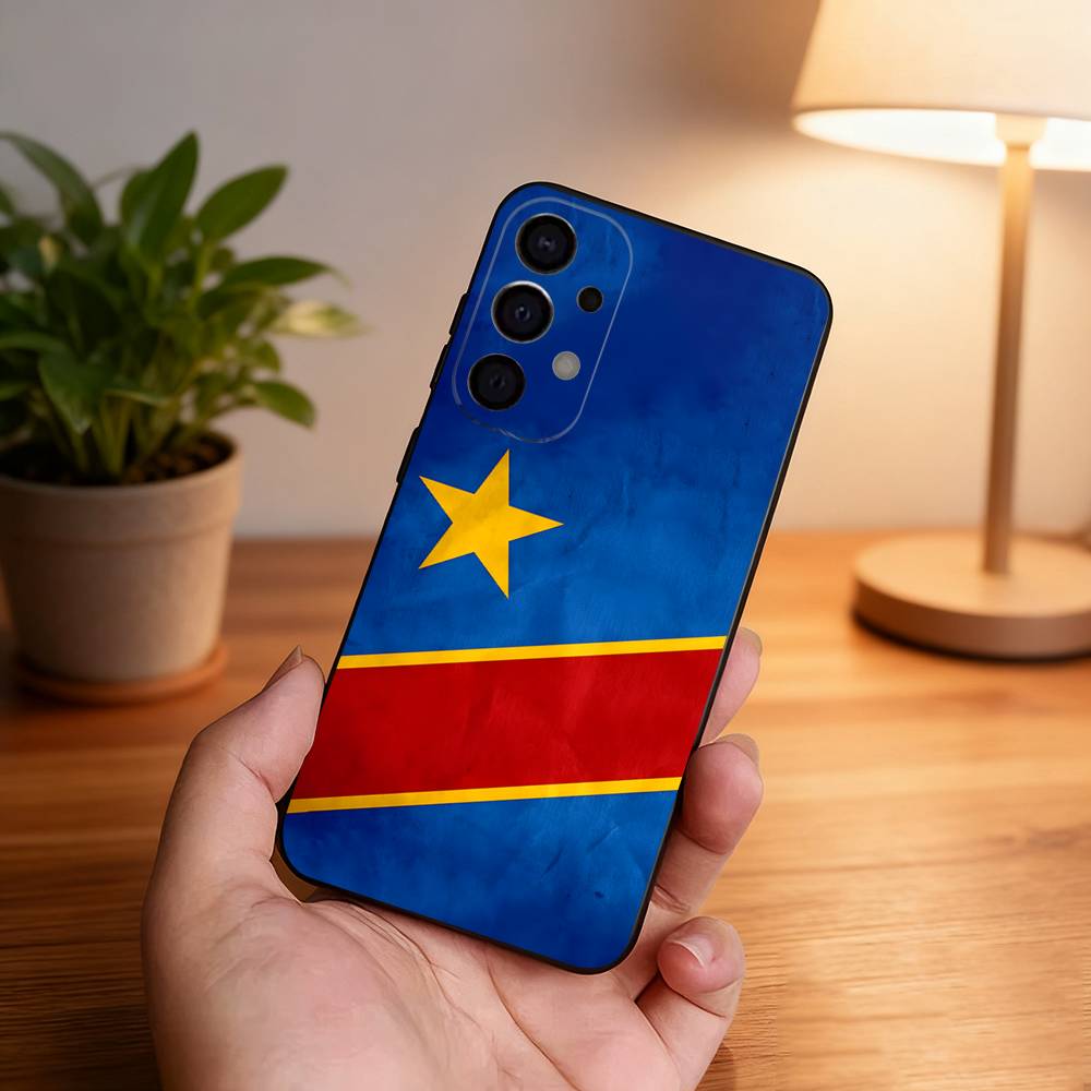 Democratic Republic Congo Flag Phone Case For Samsung S26,S25,S24,S21,S22,S23,S30,Ultra,S20,Plus,Fe,Lite,5G Black Cover