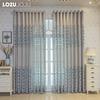 1PC LOZUJOJU European Style Modern Blue Hollow Jacquard Comfortable Curtains for Living Room Bedroom Home Decor