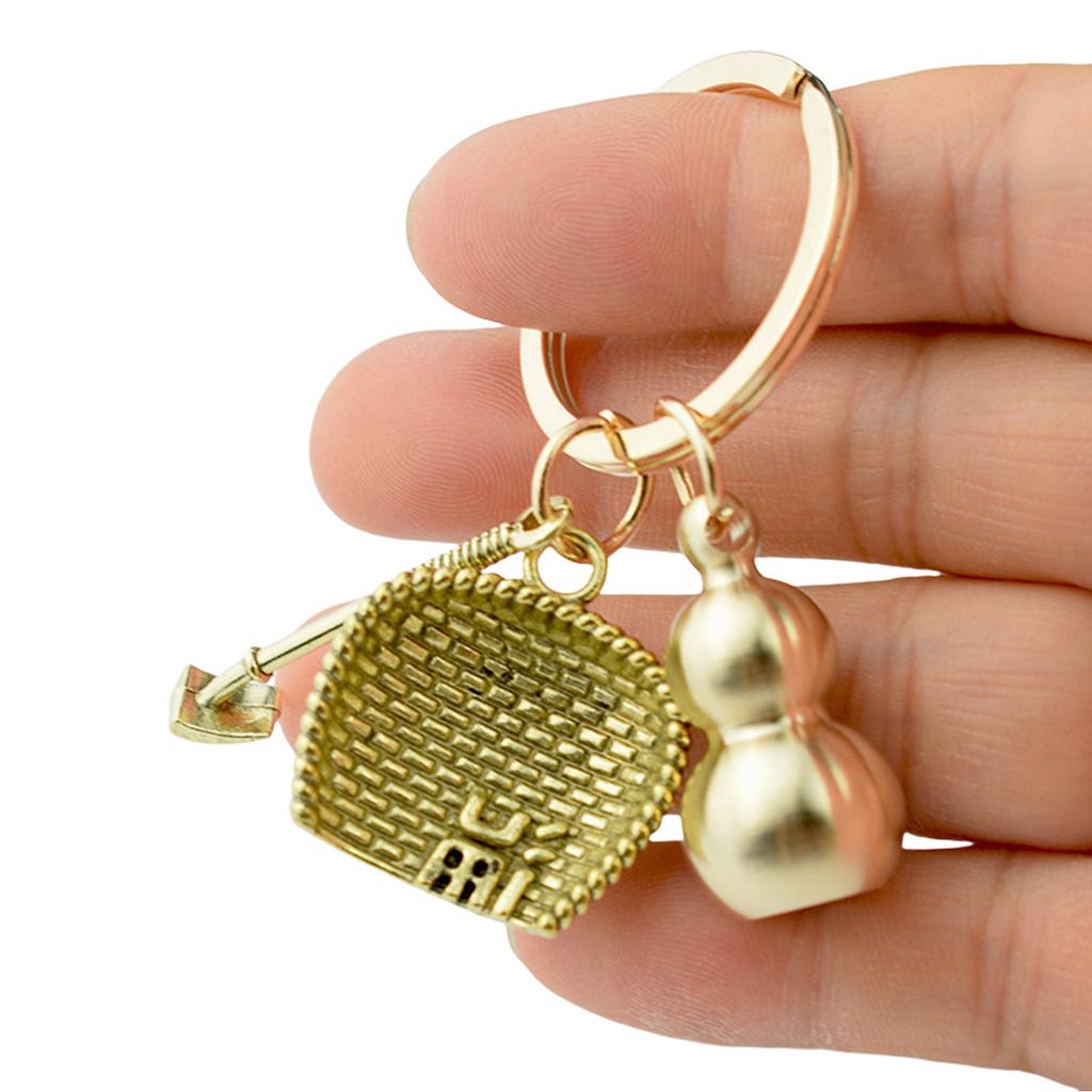 Элегантный латунный брелок Wu Lou Gourd, портативный брелок с подвеской из медной тыквы, стильный брелок, ювелирное изделие на удачу