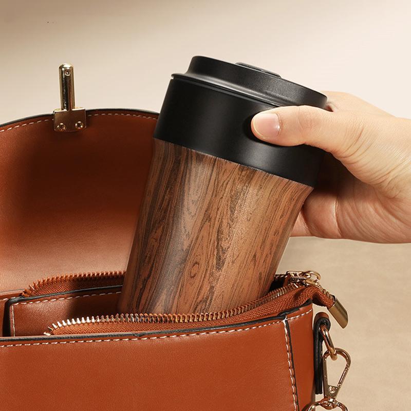 Wood Grain Thermo Cafe Thermos Mug for Tea Water Coffee Leak-Proof Travel Thermo Cup Stainless Steel Coffee Mug