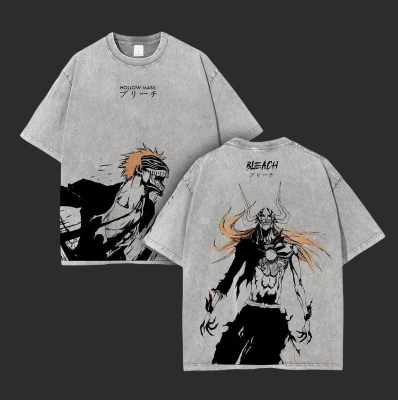 Ichigo Kurosaki Graphic Tshirt Anime BLEACH Vintage Washed Oversized T Shirt Men Women Clothing Cotton Short Sleeve Tees
