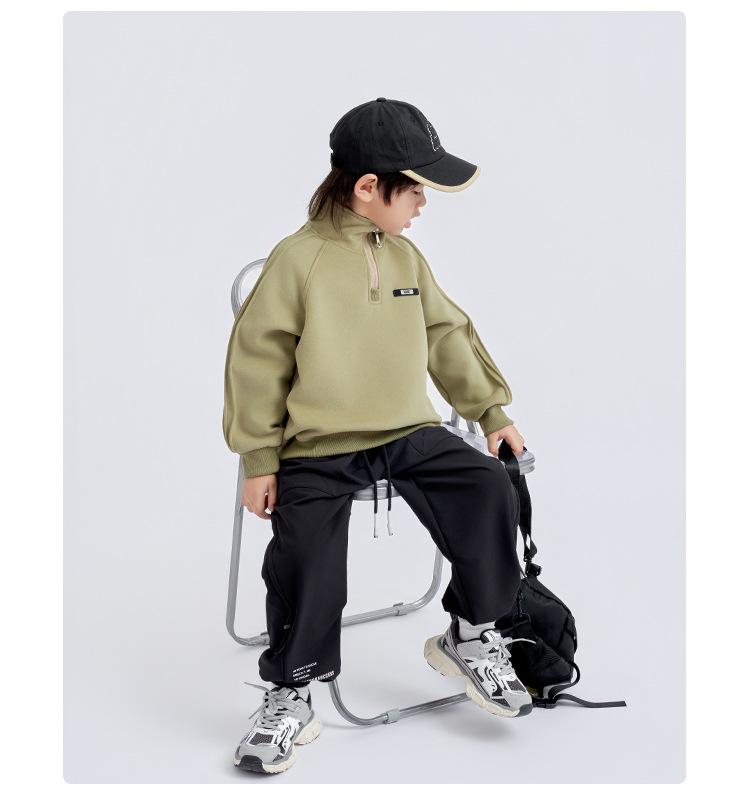 Удобный повседневный свитшот для мальчиков в корейском стиле на молнии до середины - Осенний тренд