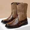 Сапоги Western Motorcycle Knight Cowboy Boots Men High Quality Вышитые кожаные сапоги Mid икры Натуральная кожаная мужская обувь с высоким верхом