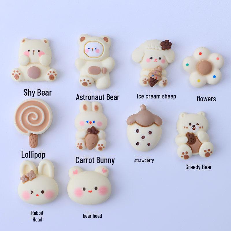 Аксессуары из мультяшной смолы бежевого коричневого медведя: Крем-клей своими руками, чехол для телефона, холодильник, повязка на голову