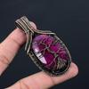 Tree Of Life Lab-Created Ruby Gemstone Pure Copper Wire Wrapped Handmade Pendant Jewelry