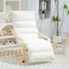 Lounge Chair Made of Birch Wood, Upholstered Armchair, Adjustable Footrest, White