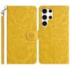 For Samsung Galaxy S25 Ultra Case Flower Imprint Leather Flip Wallet Phone Cover with Wrist Strap