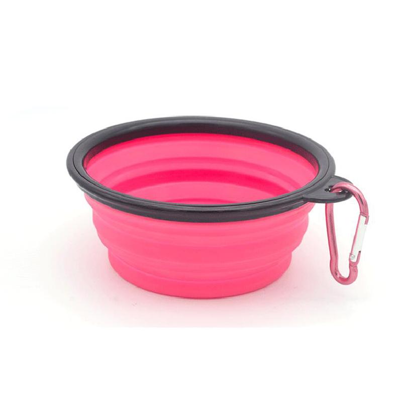 Folding Pet Silicone Dog Food Water Bowl Outdoor Travel Portable Dogs Feeder with Carabiner Puppy Food Container Dog Accessories