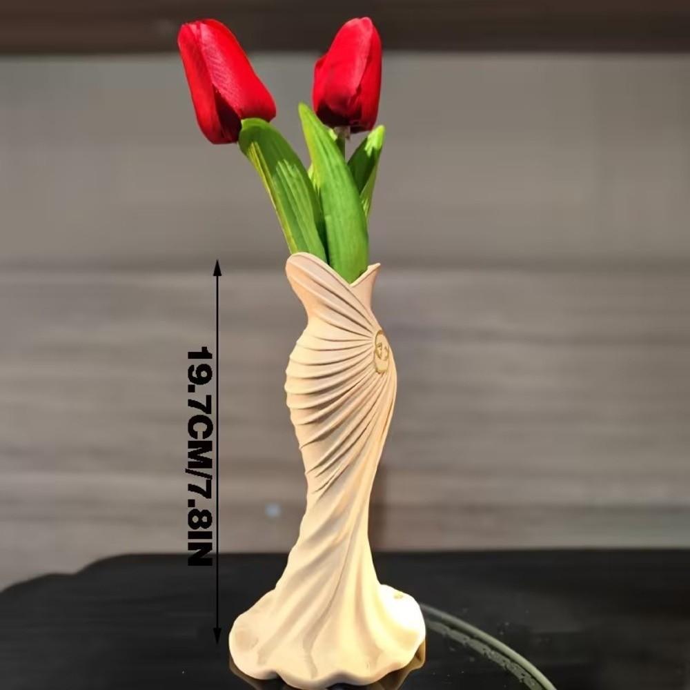 Flower Arrangement 3D Printed Flower Vases Gown-Shaped Decorative Vase  Home Desktop Decorations