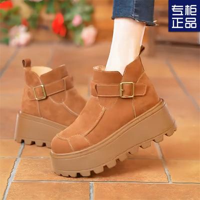 2024 новые осенне-зимние высокие женские туфли универсальные короткие ботинки бархатные хлопковые туфли на платформе повседневные спортивные зимние ботинки маленькие мужские