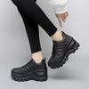New Autumn and Winter Leather Women's Shoes Thick Sole Height Increase of 8 Cm Non-slip Casual Shoes Outdoor Height Increase Shoes