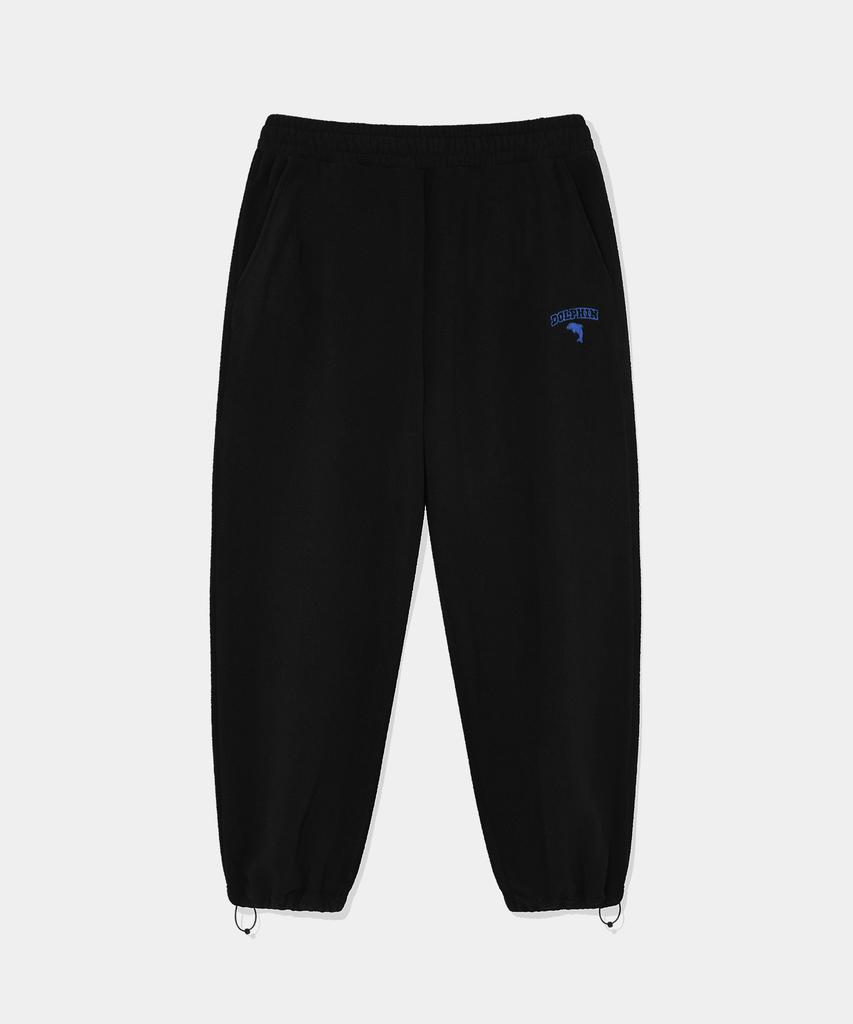 Dolphin Wave Apparel [Набор] Толстовка с молнией из флиса с вышивкой в виде дельфина и брюки на шнурке Черный