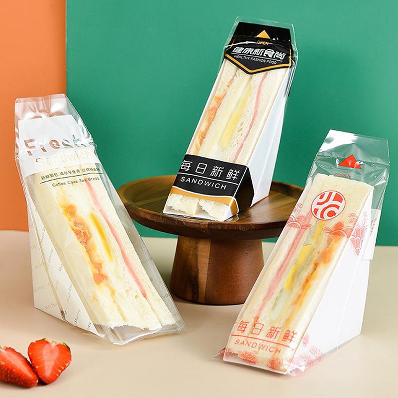 100 Pieces Of Sandwich Wrappers Special Disposable Easy To Tear Transparent Triangle Cake  Packaging Bag
