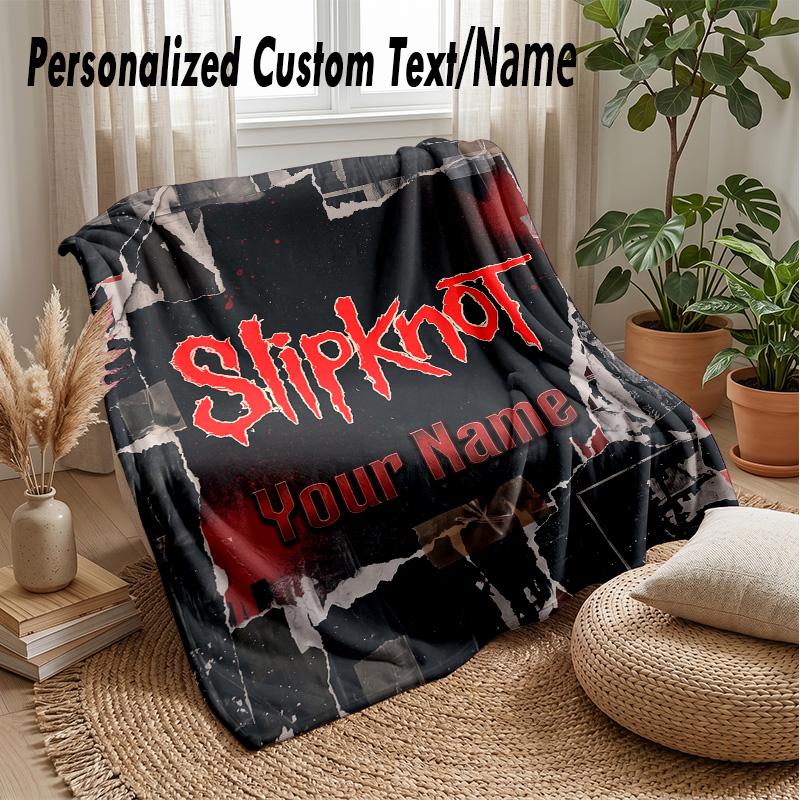 Slipknot Custom Flannel Throw Blanket Print Your Name Text Soft Warm Blanket Holiday Present