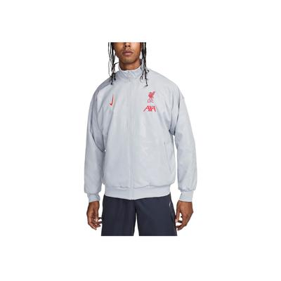 Liverpool FC FW24 Модная мужская куртка с длинным рукавом и застежкой-молнией, светло-дымчато-серая, черная, глобально-красная, HF3377-078