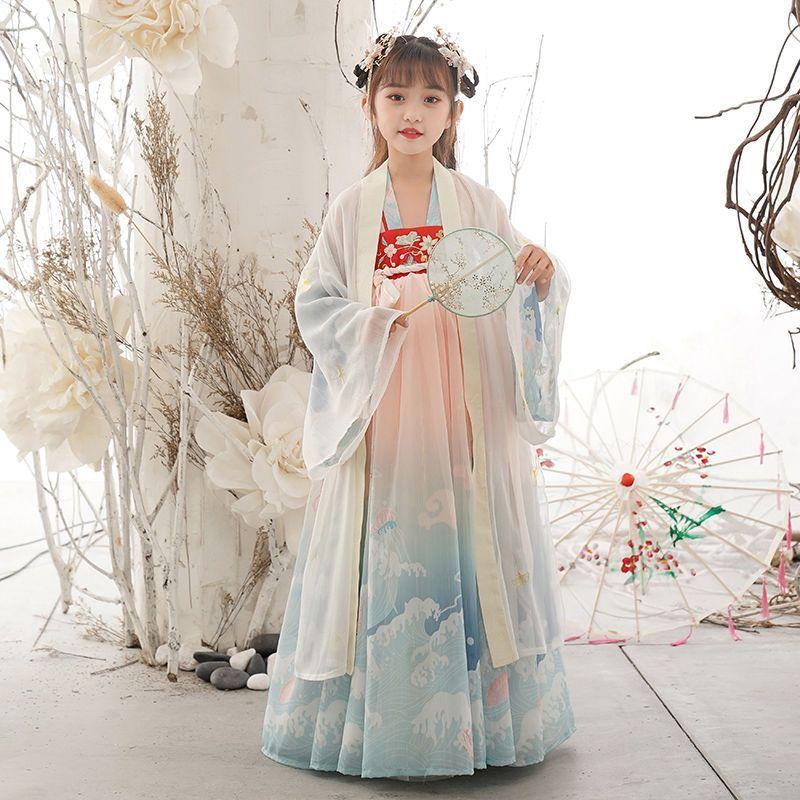 Платье для девочек Ханьфу, платье феи в китайском стиле династии Тан