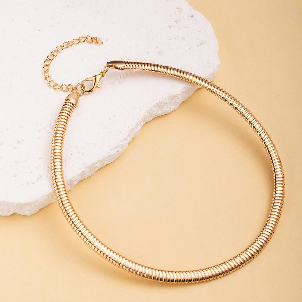 Золотая цепочка «Змеиная кость», толстая цепочка-ожерелье, простое и изысканное, преувеличенное плетение, модная персонализированная цепочка для ключицы