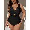 2025 Sexy Solid Strapped Plus Size Swimwear Women Push Up Hollow One Piece Swimsuit Backless Summer Big Bathing Suit