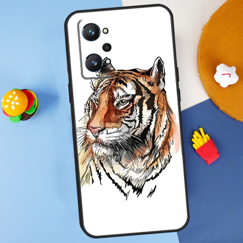 Lion Tiger Face For Realme C55 C67 C61 C75 C53 C51 C21Y C25S GT 6 6T 5 GT7 Pro 10 11 12 13 14 Pro Plus Case