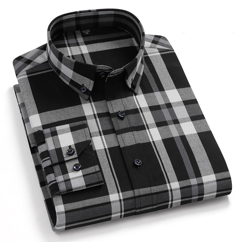 Pure Cotton Business Men Checked Shirts Leisure Long Sleeve Autumn Spring Sinwoyan