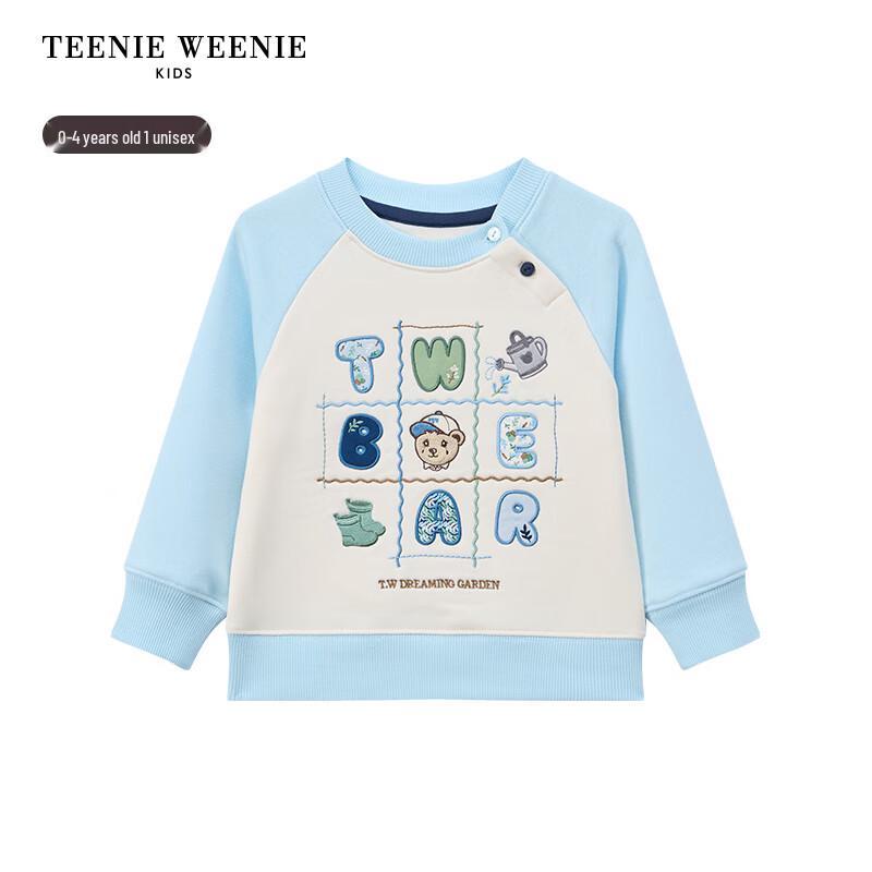 Teenie Weenie Детская унисекс толстовка с цветовыми блоками и плюшевой подкладкой, реглан, 2025
