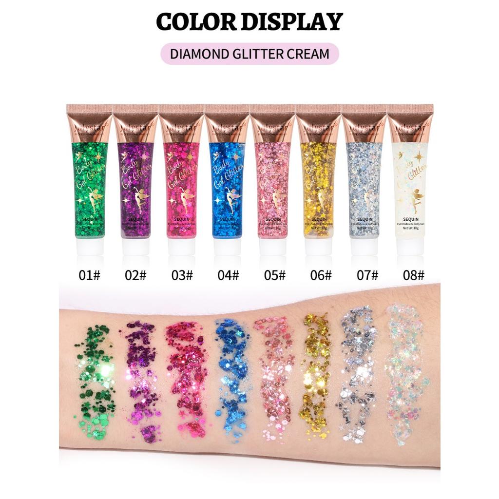 Чешуя русалки Гелевые блестки Тени для век Жидкие тени для лица Губы Цветные тени для тела Поляризованные сценические блестки Тени для век