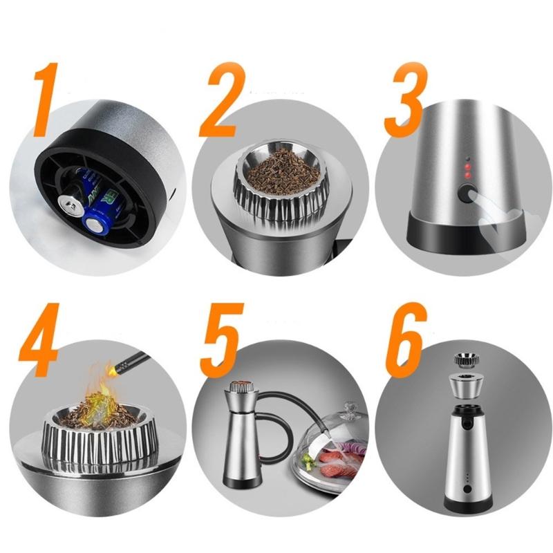Портативный инфузер-коптильня с щепой Дымовой ароматизатор Инфузер-пистолет с щепой для кухни, барбекю, коктейлей