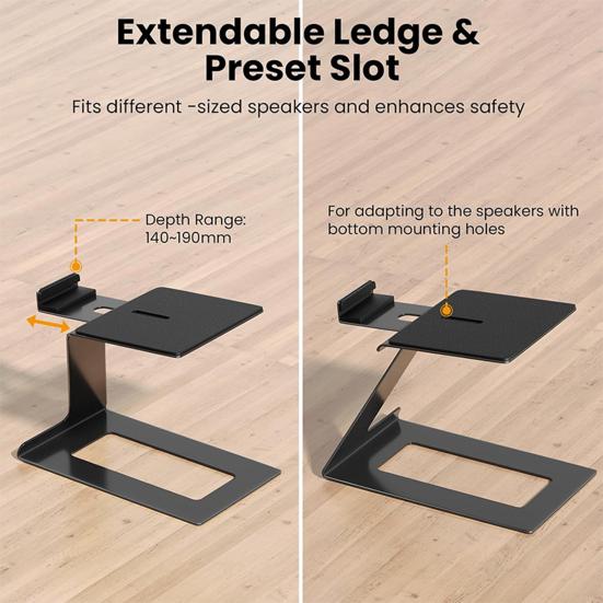Yousheng 2Pcs Desktop Speaker Stands Speaker Riser Strong Load-bearing Adjustable Cantilevered Speaker Stands with Vibration Absorption Pad