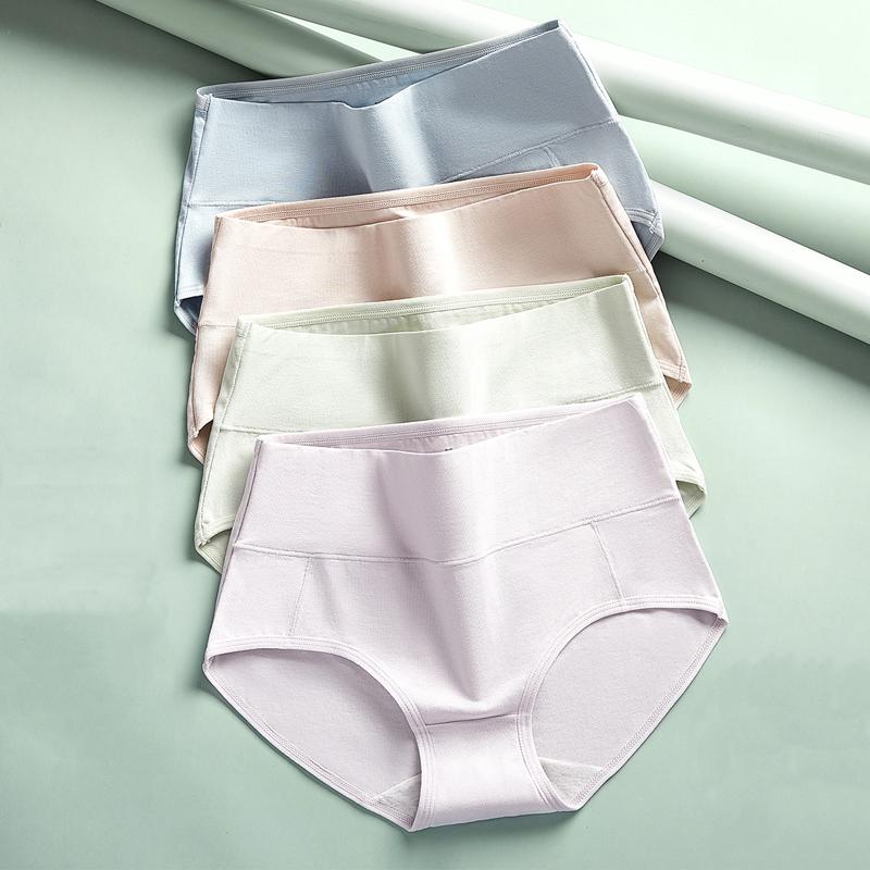 Большие размеры, 4 шт., хлопковые женские трусики с высокой талией, формирующее белье, дышащие трусики, женские трусы, утягивающее женское белье
