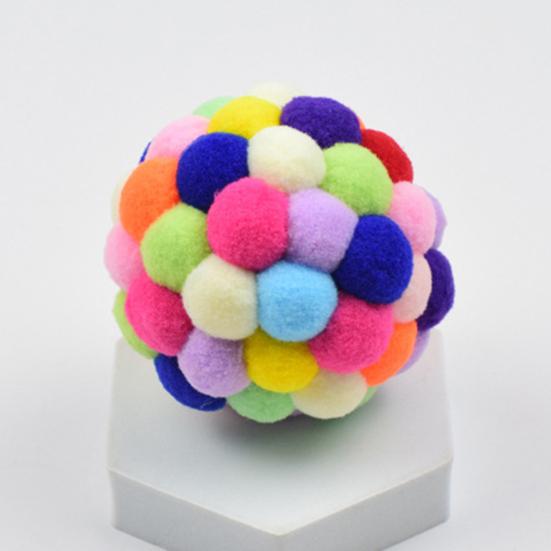 Игрушка для кошек Красочный плюшевый мяч со встроенным колокольчиком Забавная игра Красочный устойчивый к царапинам устойчивый к укусам питомец