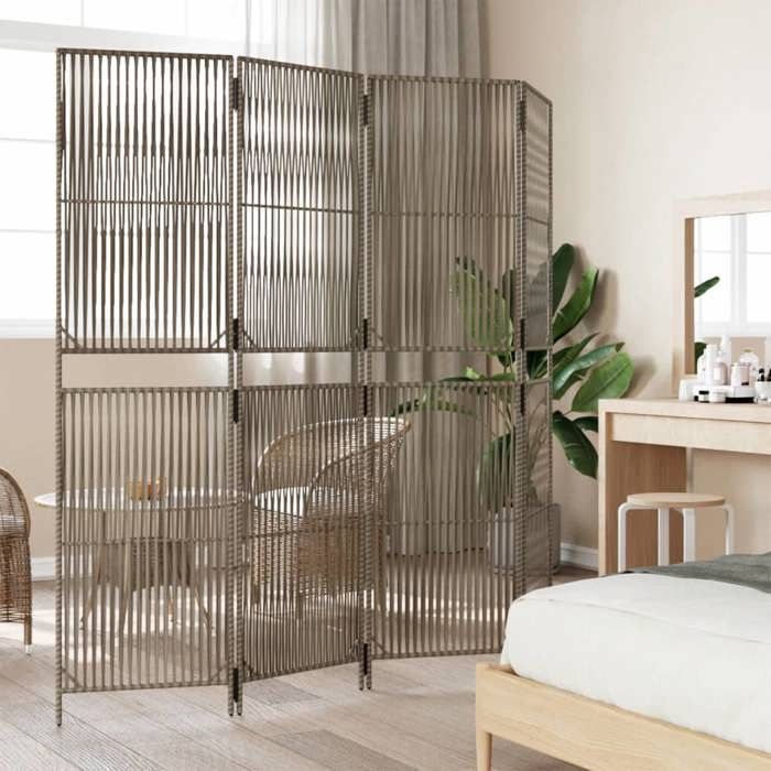 VidaXL Room Divider 4 Panels, Room Separator, Privacy Screen, Living Room Bedroom Screen, Modern, Grey 365394