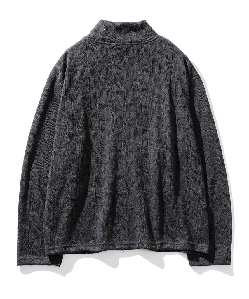 VASTIC Comb Pattern Knit Zip-Up_Charcoal