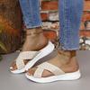 Summer Shoes for Women Slippers Peep Toe Women's Wedge Cross Strap Outdoor Comfort Casual Ladies Slides Shoes Female Sandals