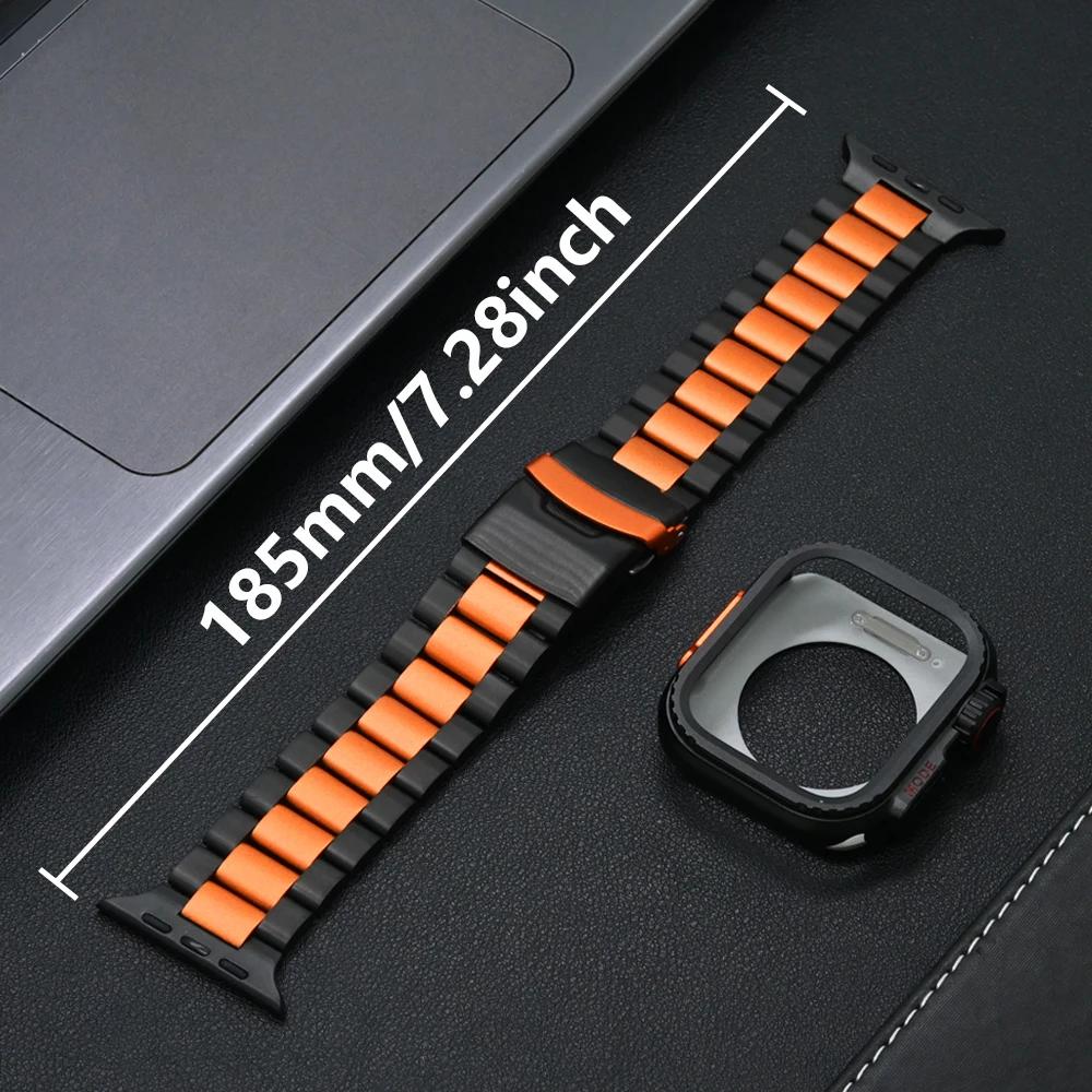 Роскошный титановый ремешок для Apple Watch Ultra 49 мм Серии 10 46 мм Титановый оранжевый ремешок+чехол для Apple 9 8 7 6 5 SE Watch 45 мм 44 мм