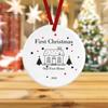 Кулон «Первое Рождество в нашем доме» Двусторонний принт Круглая форма сердца Гладкие висячие благословения Декоративный подарок на новоселье Украшение окна