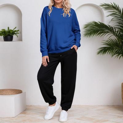 Женский модный худи с рукавами, приспущенными плечами, и брюки, комплект из двух предметов