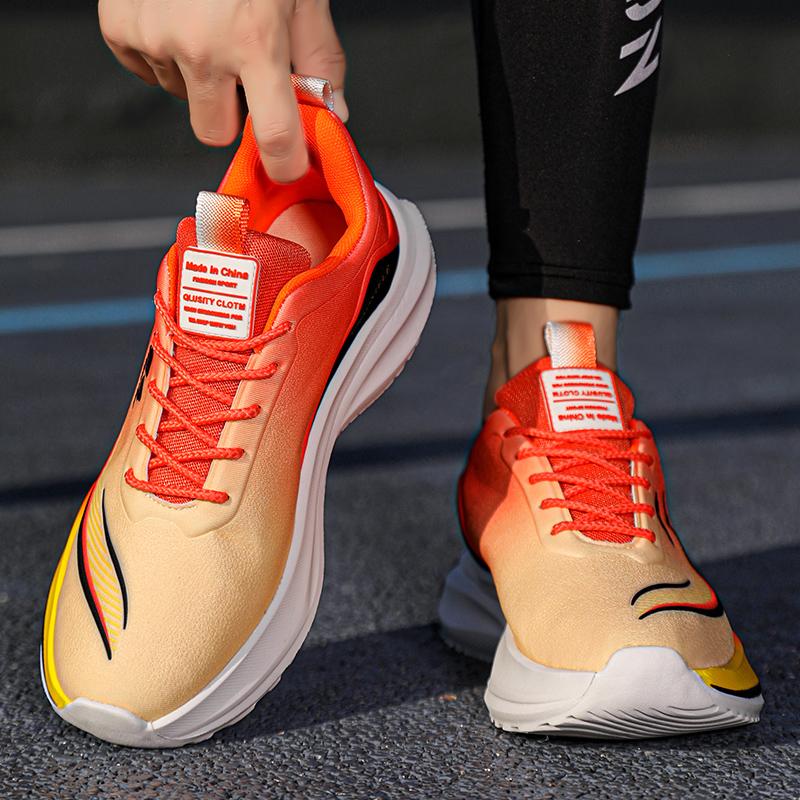 Мужские черные спортивные кроссовки для бега, зеленые летние студенческие баскетбольные туфли большого размера с толстой подошвой оранжевого цвета