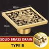 Euro Square Floor Drains Antique Brass Shower Hardware Bathroom Accessories Floor Drain Deodorant Floor Drain Strainer Cover