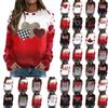 Women's Casual Round Neck Long Sleeve Pullover Valentine's Day Printed T-shirt Top