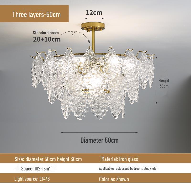 European Style Glass Chandelier for Luxury Living Room or Bedroom Decor