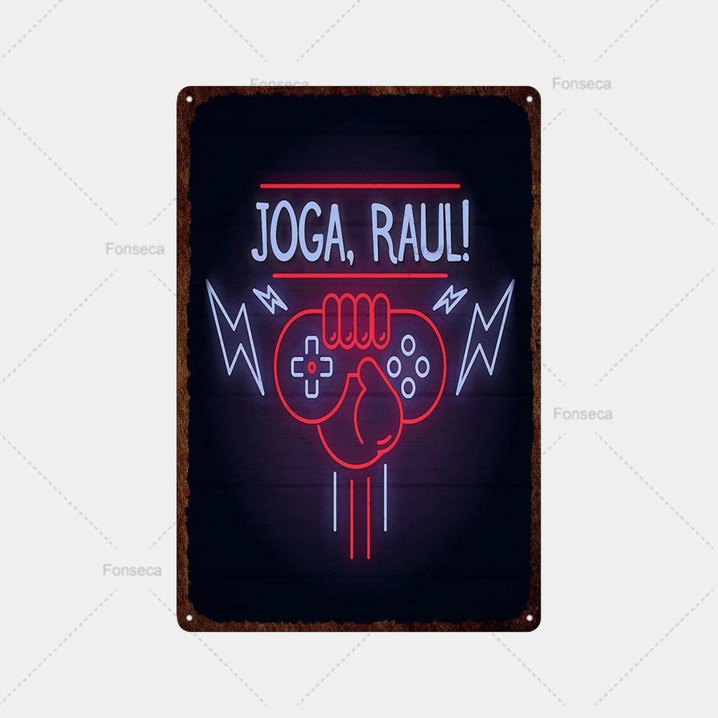 Неоновая игровая вывеска, металлическая вывеска, винтажная жестяная вывеска, металлический винтажный бар, винтажное украшение стены, металлический постер с клубной дыркой