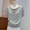 Short-sleeved Knitted Sweater, A New Summer T-shirt for Women, Versatile, Cinched Waist and Slimming, One-shoulder Top