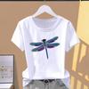 Asian Size- Ladies Dragonfly Style Love Trend 90s Cute Female T Women's Clothing Casual Print Summer Top Fashion Graphic Tee Short Sleeve T-shirt