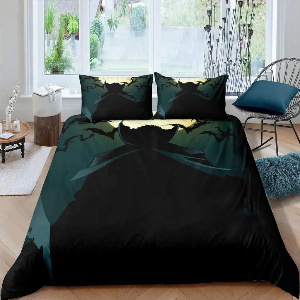 Halloween Flying Vampire Bedding Set Bats Duvet Cover Witchcraft Magic Comforter Cover Single Double King Polyester Quilt Cover