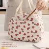Portable Corduroy Lunch Bags Thermal Insulation Lunch Box Cute Print Women Lunch Storage Bag Picnic Bento Large Capacity Handbag