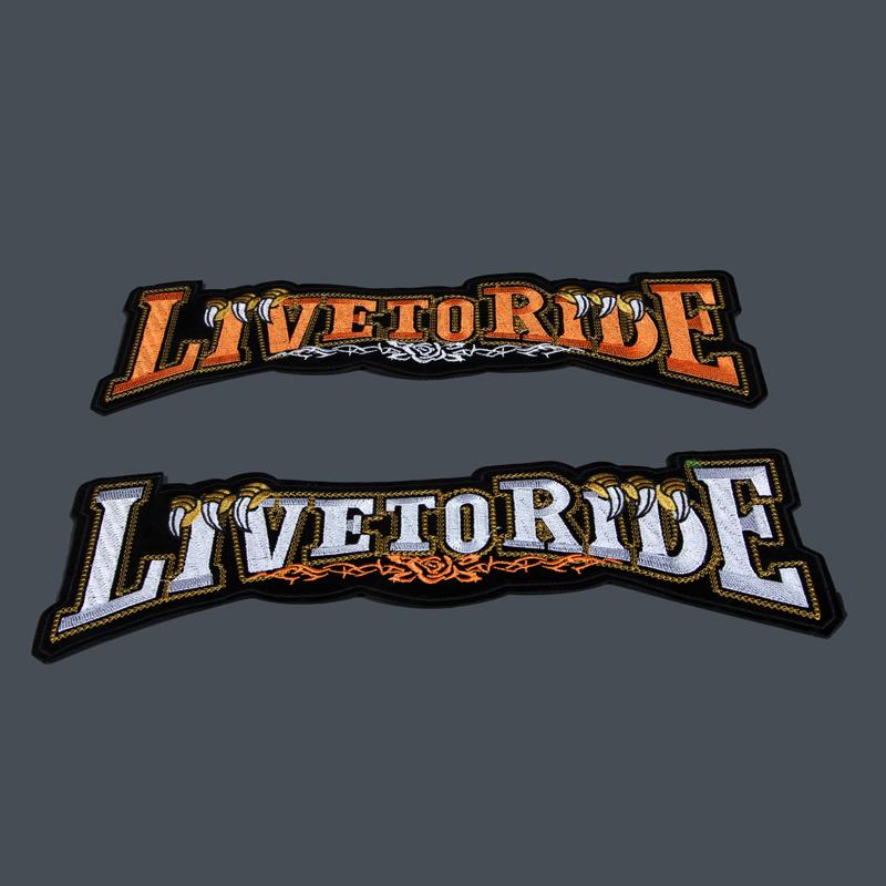 Live to Ride Letter Embroidery Patch 32*11cm - Customizable Motorcycle Biker Vest Patches for Clothing Decoration