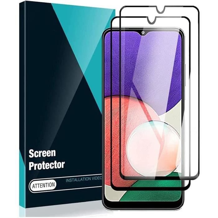 Полное закаленное стекло для Samsung A22 5G (6,6 дюйма) Набор из 4 Черных Защитных Пленок Высокой Прочности Анти-отпечатки