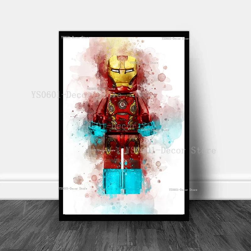 Cartoon Superhero Canvas Painting Spiderman Captain America Hulk Iron Man Poster Kids Bedroom Wall Art Home Decor