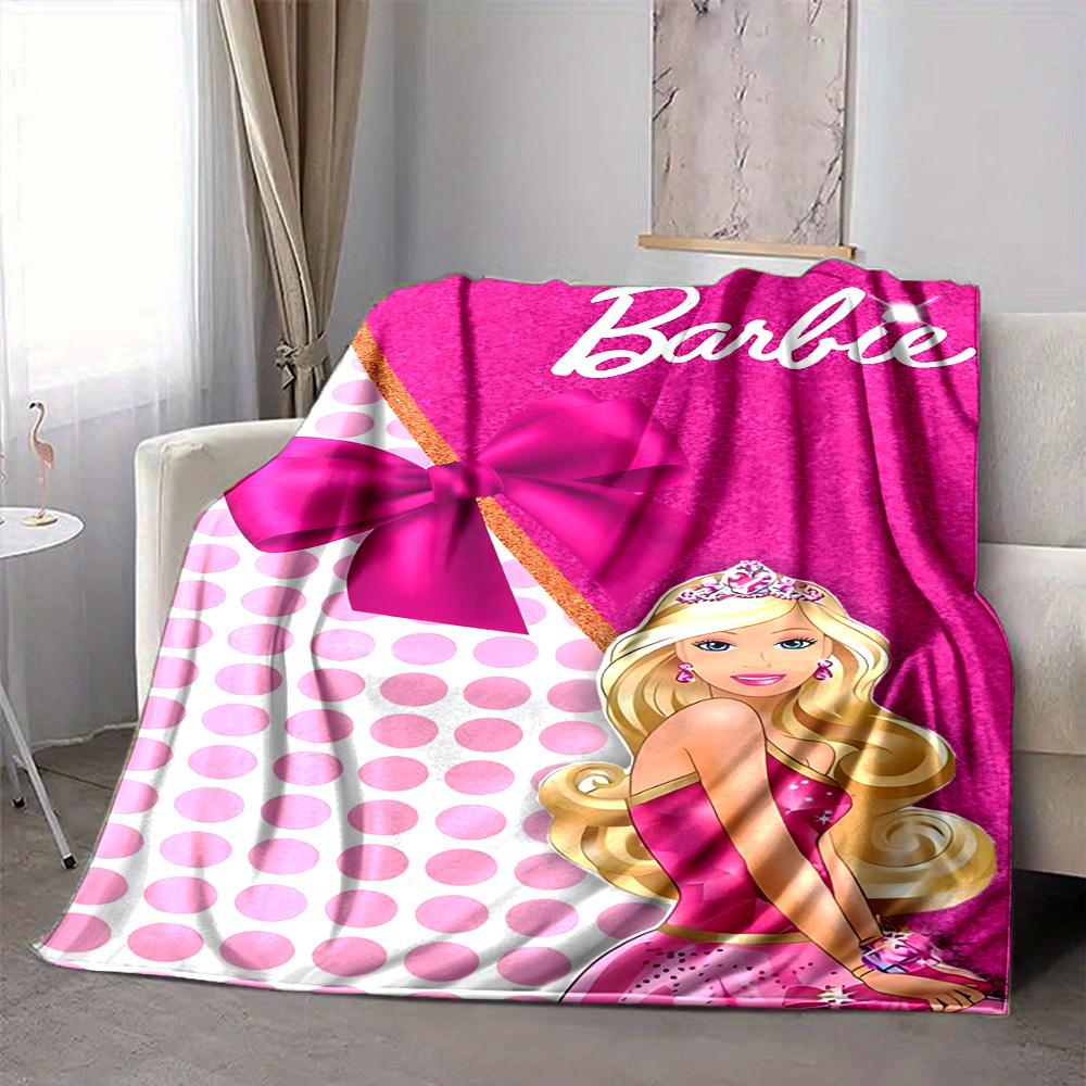1 шт. Плед с розовым бантом Barbie, Полиэфирное волокно, Всесезонный комфорт для дивана, кровати, офиса, автомобиля, кемпинга. Идеальное украшение для дома и подарок, Комфорт в офисе