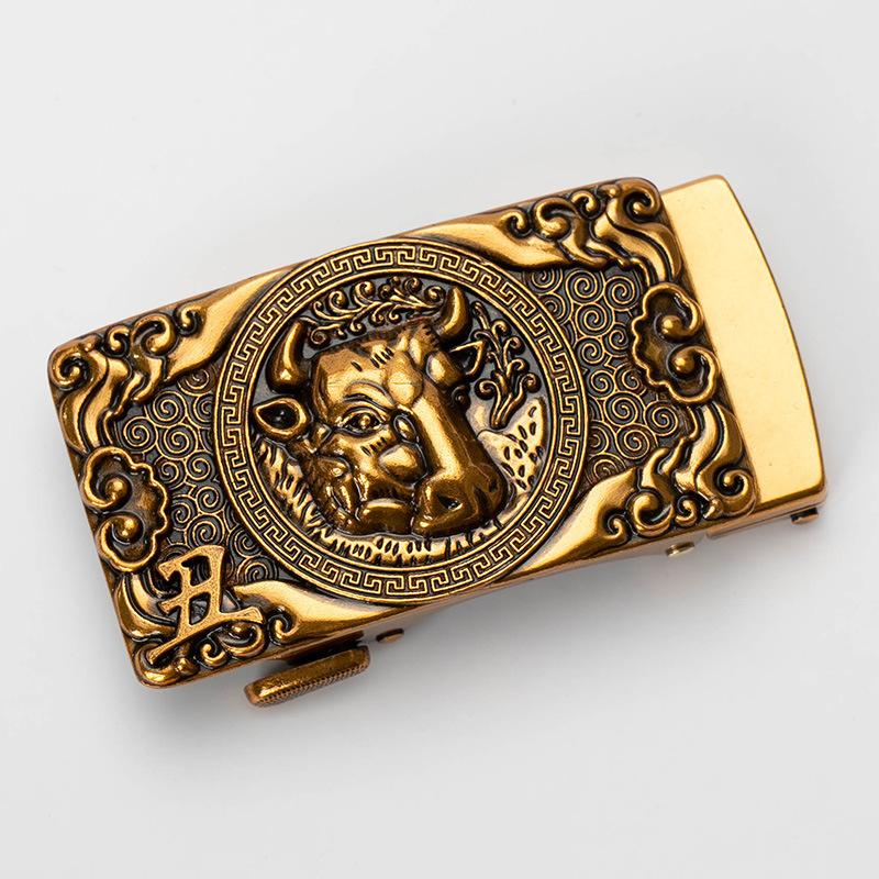 Zodiac Мужская автоматическая пряжка для ремня Персонализированная Ретро Медная 40см Автоматическая Пряжка для ремня из цинкового сплава